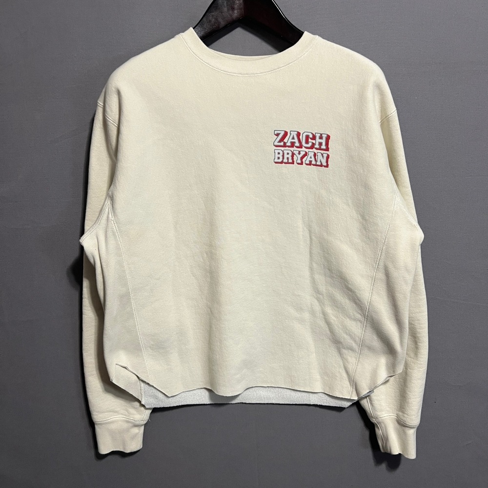 Zach Bryan American Heartbreak Tour Sweatshirt Cream Cropped Boxy XL